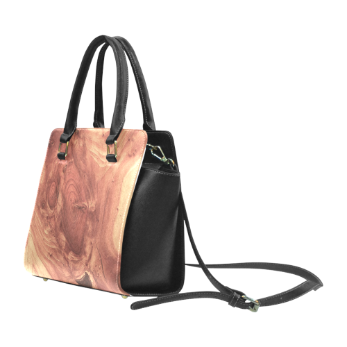 fantastic wood grain,brown Rivet Shoulder Handbag (Model 1645)