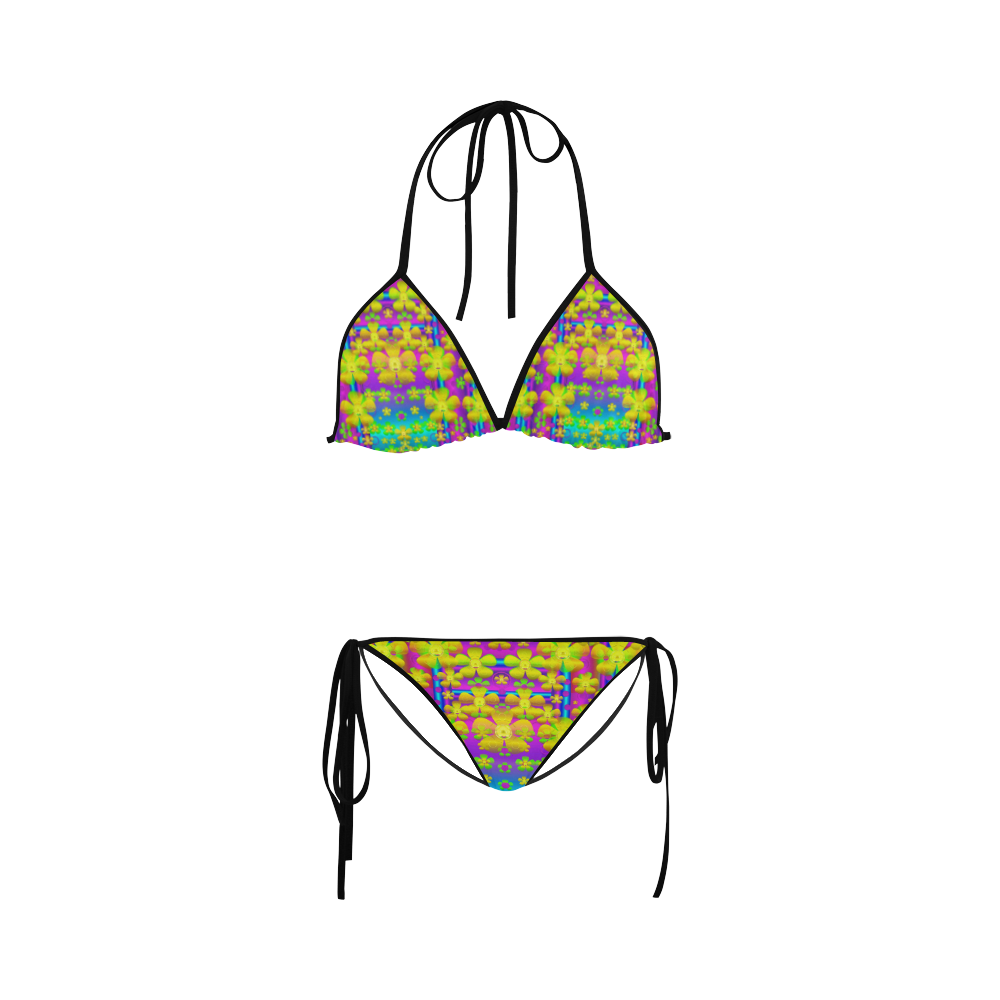 Outside the curtain it is peace florals and love Custom Bikini Swimsuit