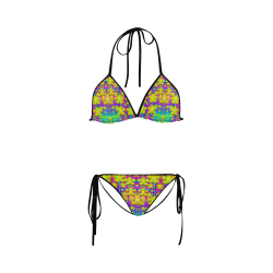 Outside the curtain it is peace florals and love Custom Bikini Swimsuit