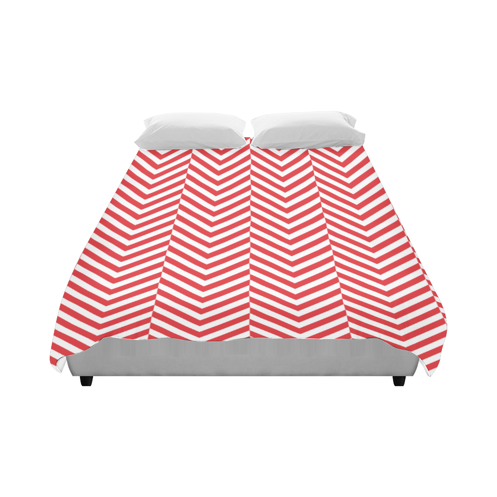 red and white classic chevron pattern Duvet Cover 86"x70" ( All-over-print)