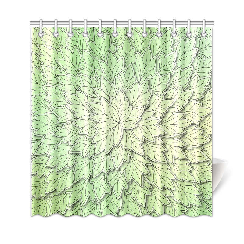 Mandy Green floating Leaves Shower Curtain 69"x72"