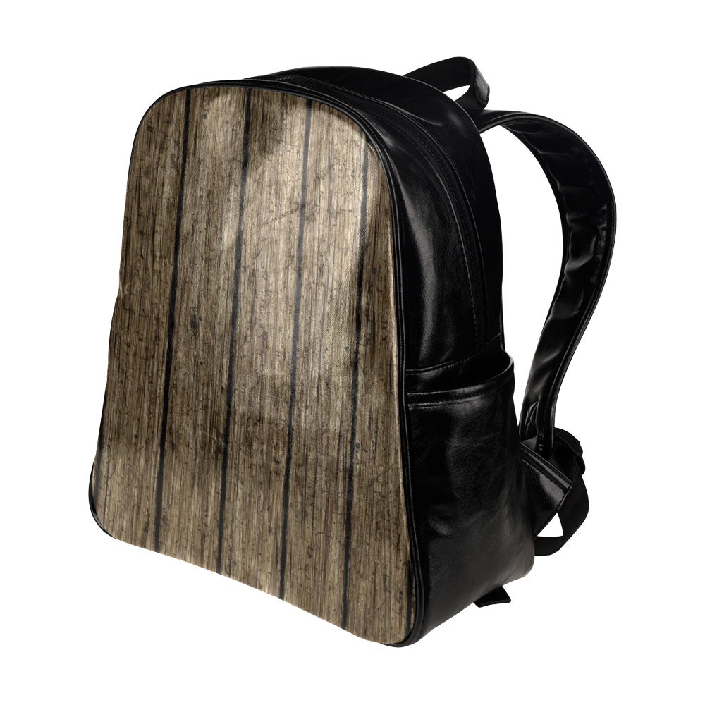 wooden planks Multi-Pockets Backpack (Model 1636)