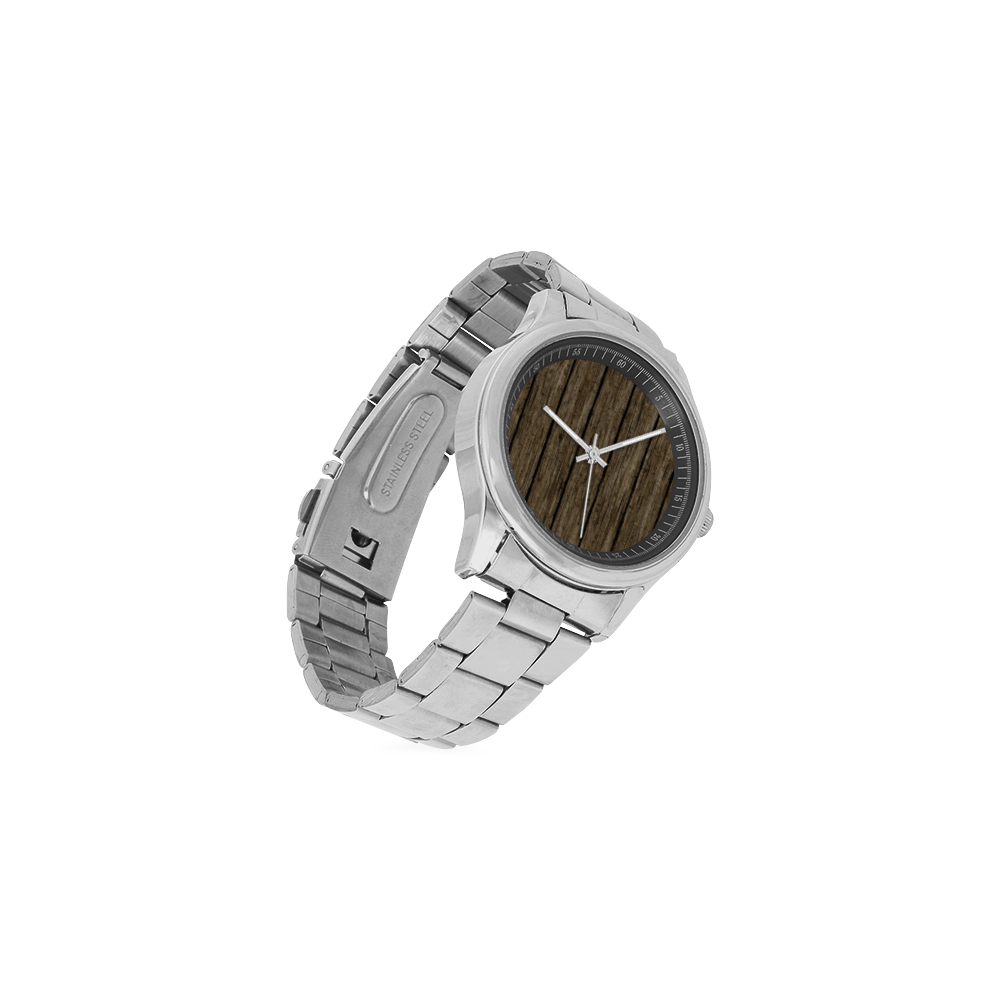 wooden planks Men's Stainless Steel Watch(Model 104)
