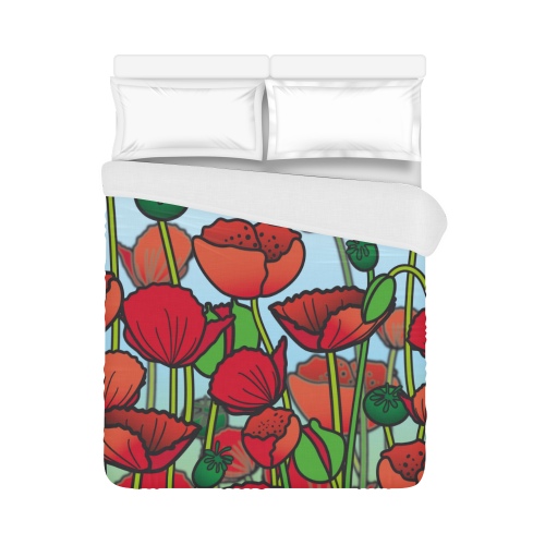 field of poppy flowers red floral Duvet Cover 86"x70" ( All-over-print)
