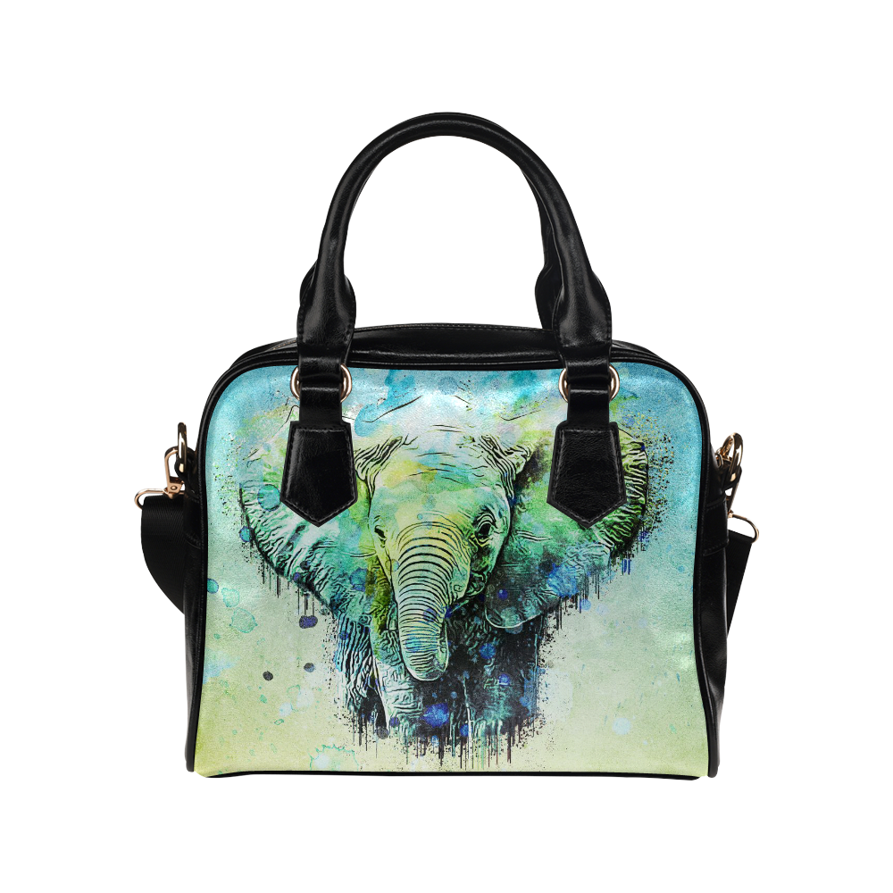 watercolor elephant Shoulder Handbag (Model 1634)