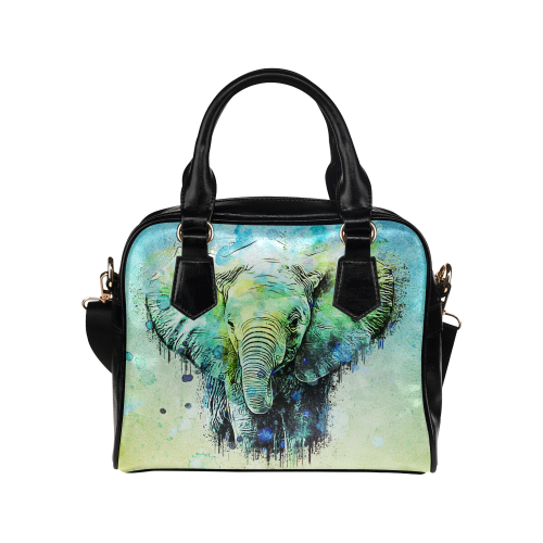 watercolor elephant Shoulder Handbag (Model 1634)