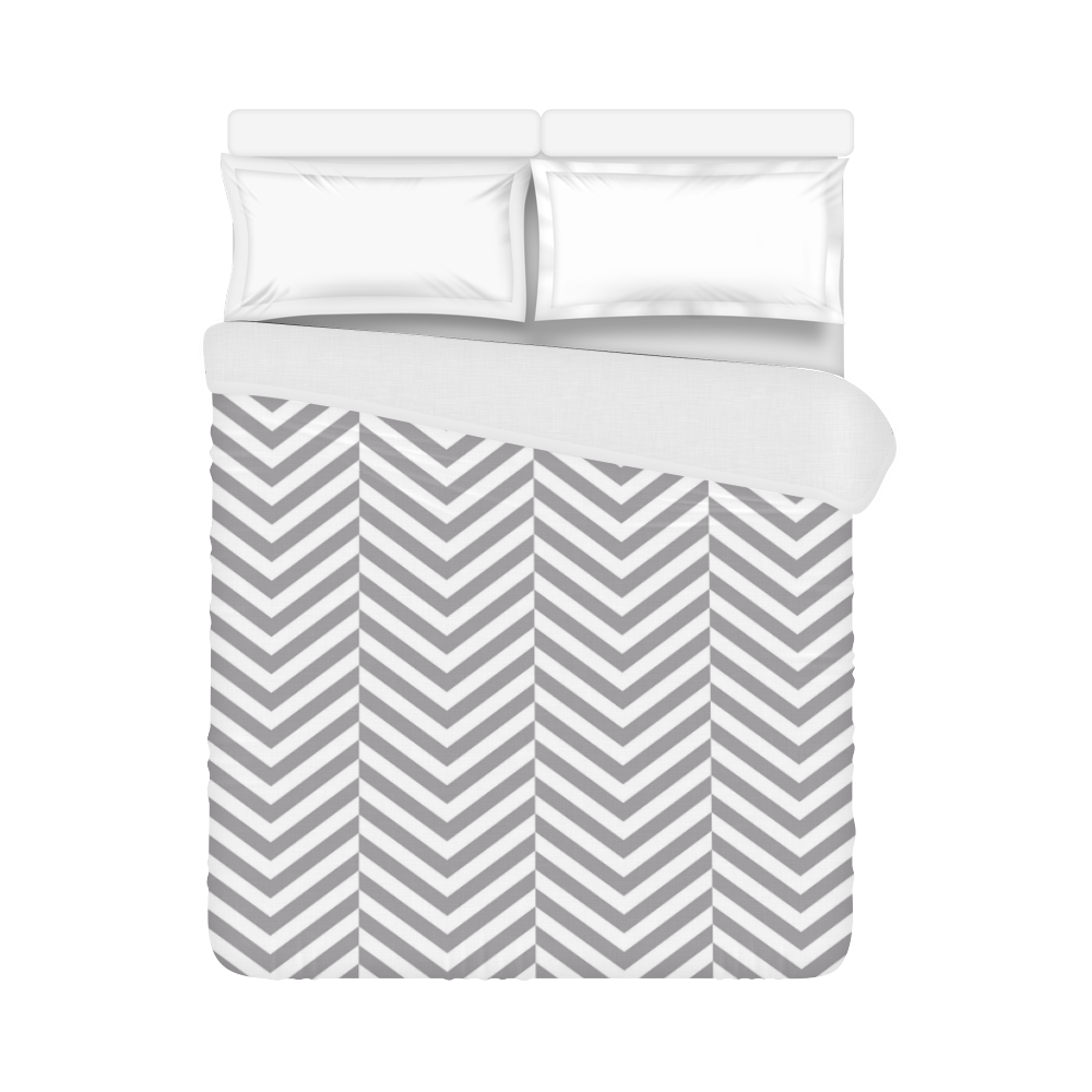 grey and white classic chevron pattern Duvet Cover 86"x70" ( All-over-print)