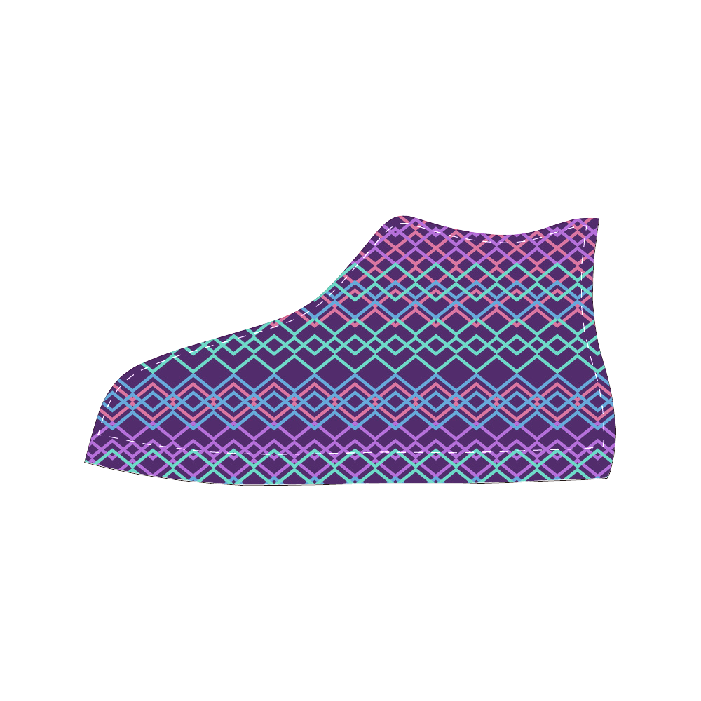 Purple Pattern Women's Classic High Top Canvas Shoes (Model 017)