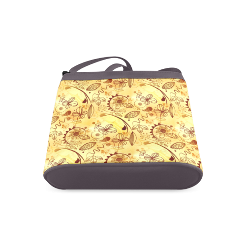 Gold Floral Doodle Crossbody Bags (Model 1613)