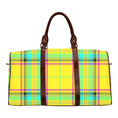 TARTAN-YELLOW Waterproof Travel Bag/Large (Model 1639)