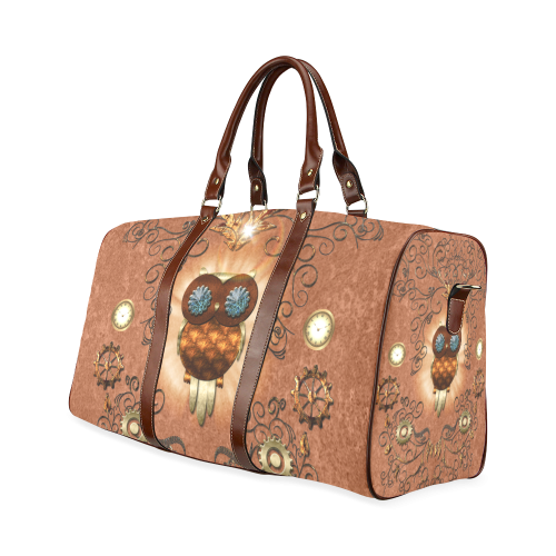 Steampunk, cute owl Waterproof Travel Bag/Small (Model 1639)