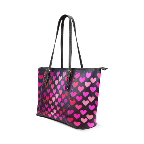 hearts on fire-2 Leather Tote Bag/Small (Model 1640)