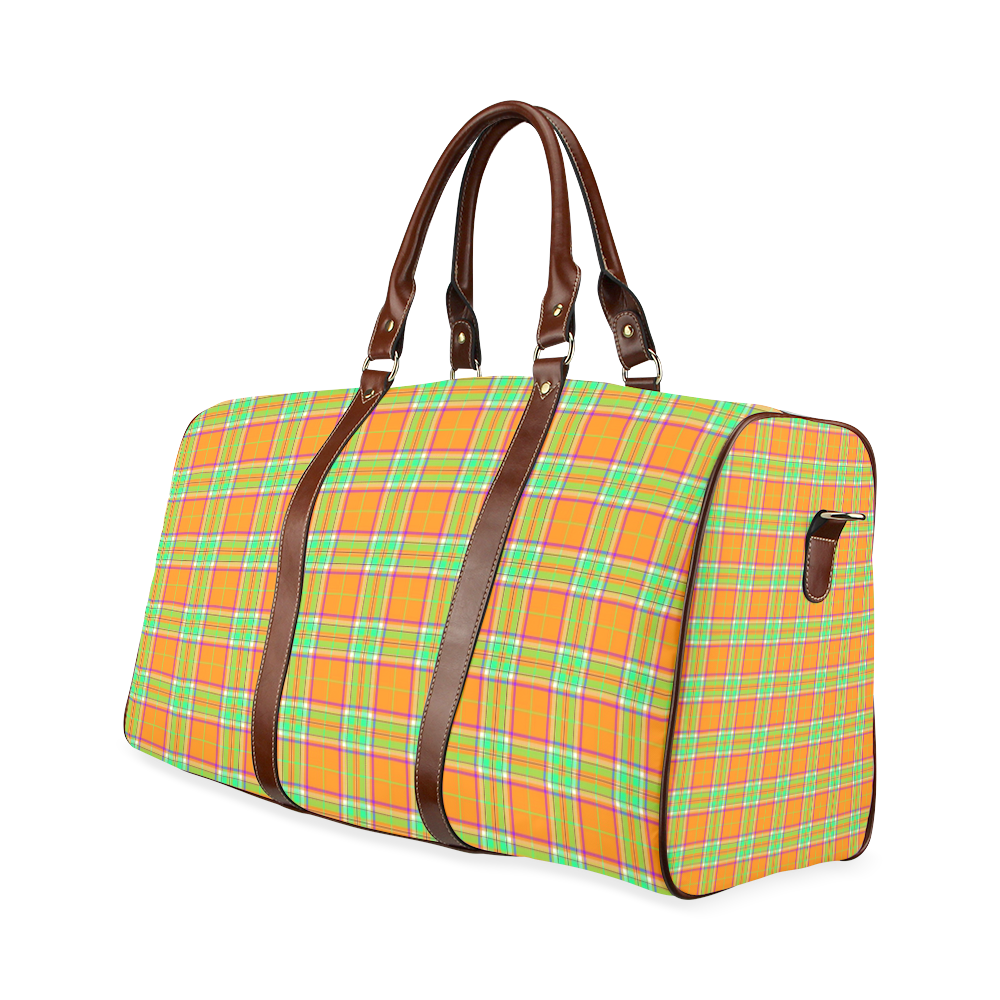 TARTAN-ORANGE Waterproof Travel Bag/Large (Model 1639)