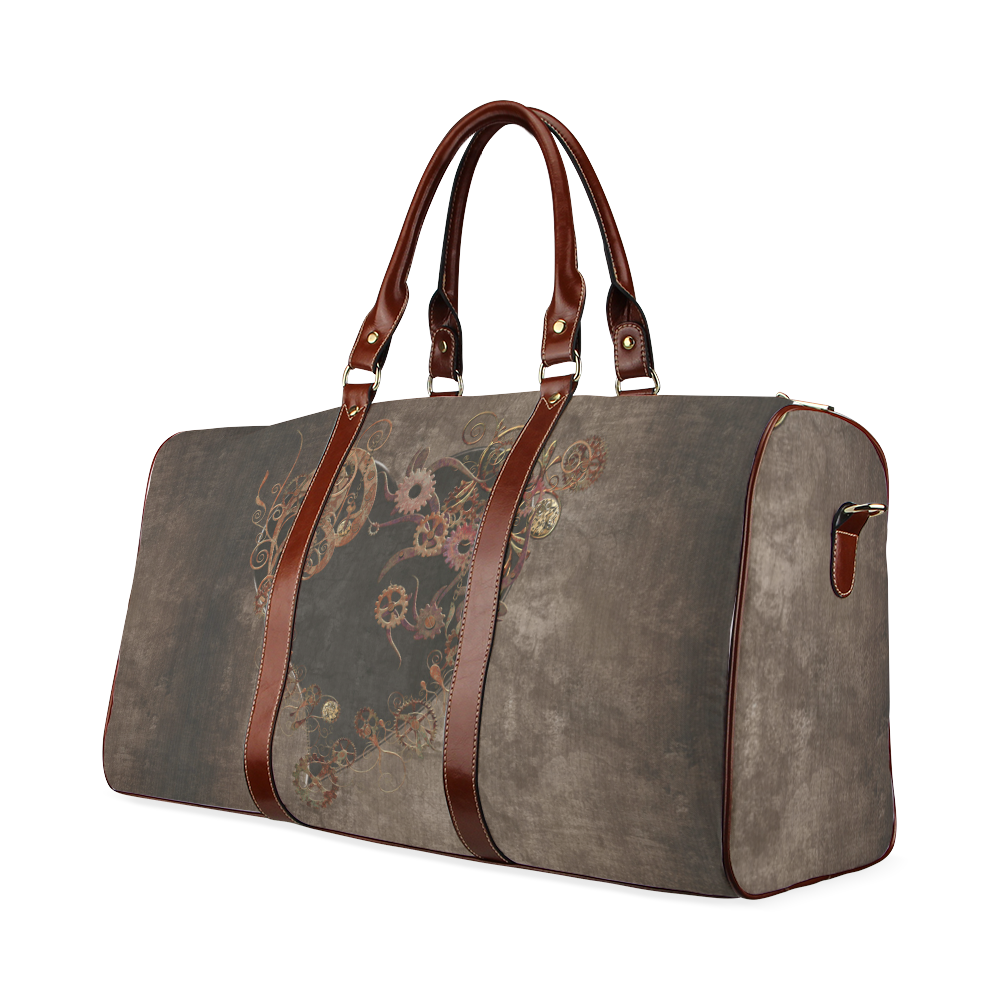 A decorated Steampunk Heart in brown Waterproof Travel Bag/Small (Model 1639)
