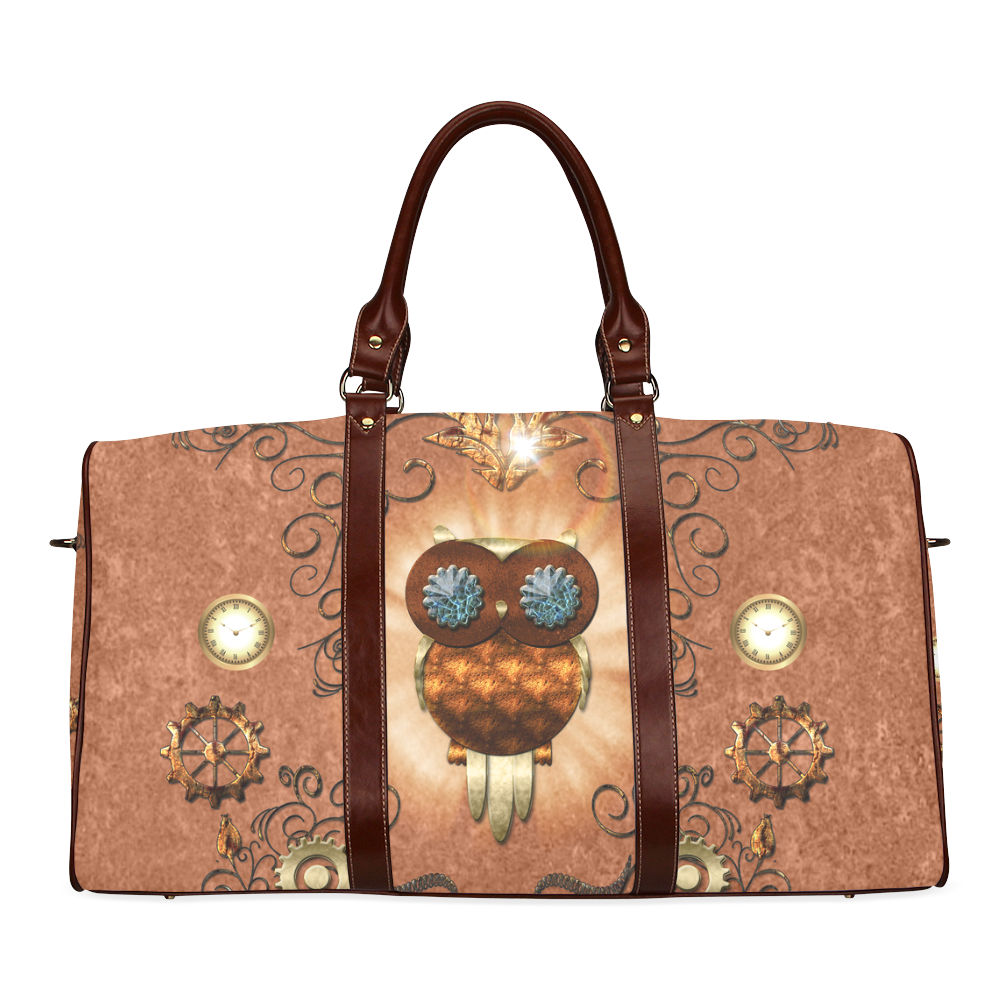 Steampunk, cute owl Waterproof Travel Bag/Small (Model 1639)