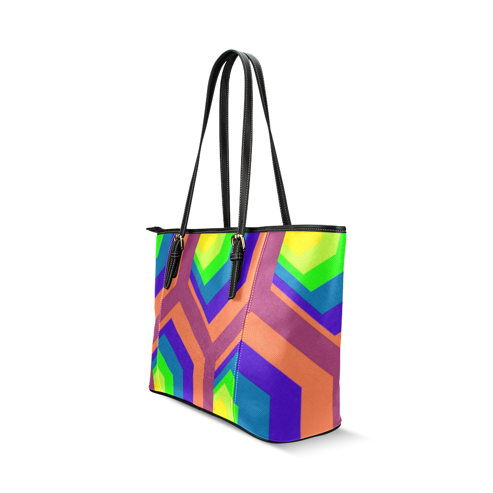 poly colors Leather Tote Bag/Small (Model 1640)