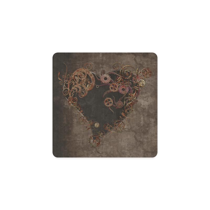 A decorated Steampunk Heart in brown Square Coaster