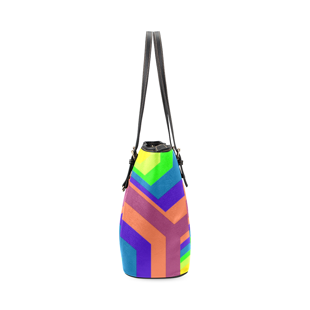 poly colors Leather Tote Bag/Small (Model 1640)