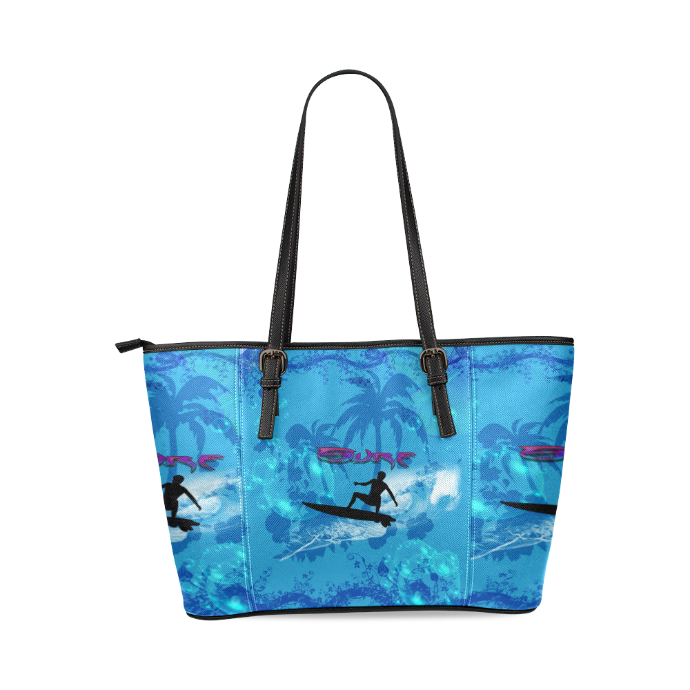 Surfing Leather Tote Bag/Small (Model 1640)