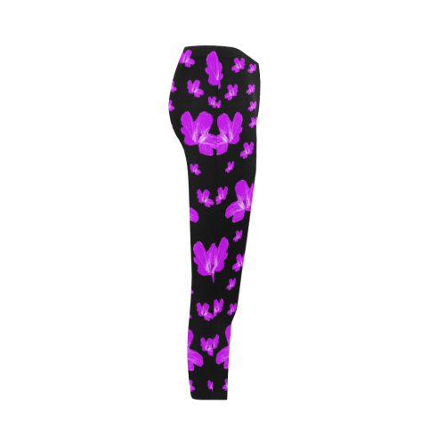 Pretty flowers in purple Capri Legging (Model L02)