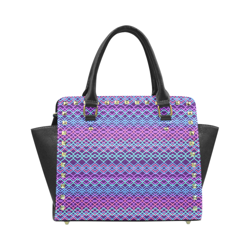 Purple Pattern Rivet Shoulder Handbag (Model 1645)
