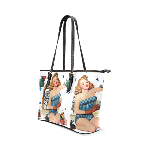 PIN UP Leather Tote Bag/Small (Model 1640)