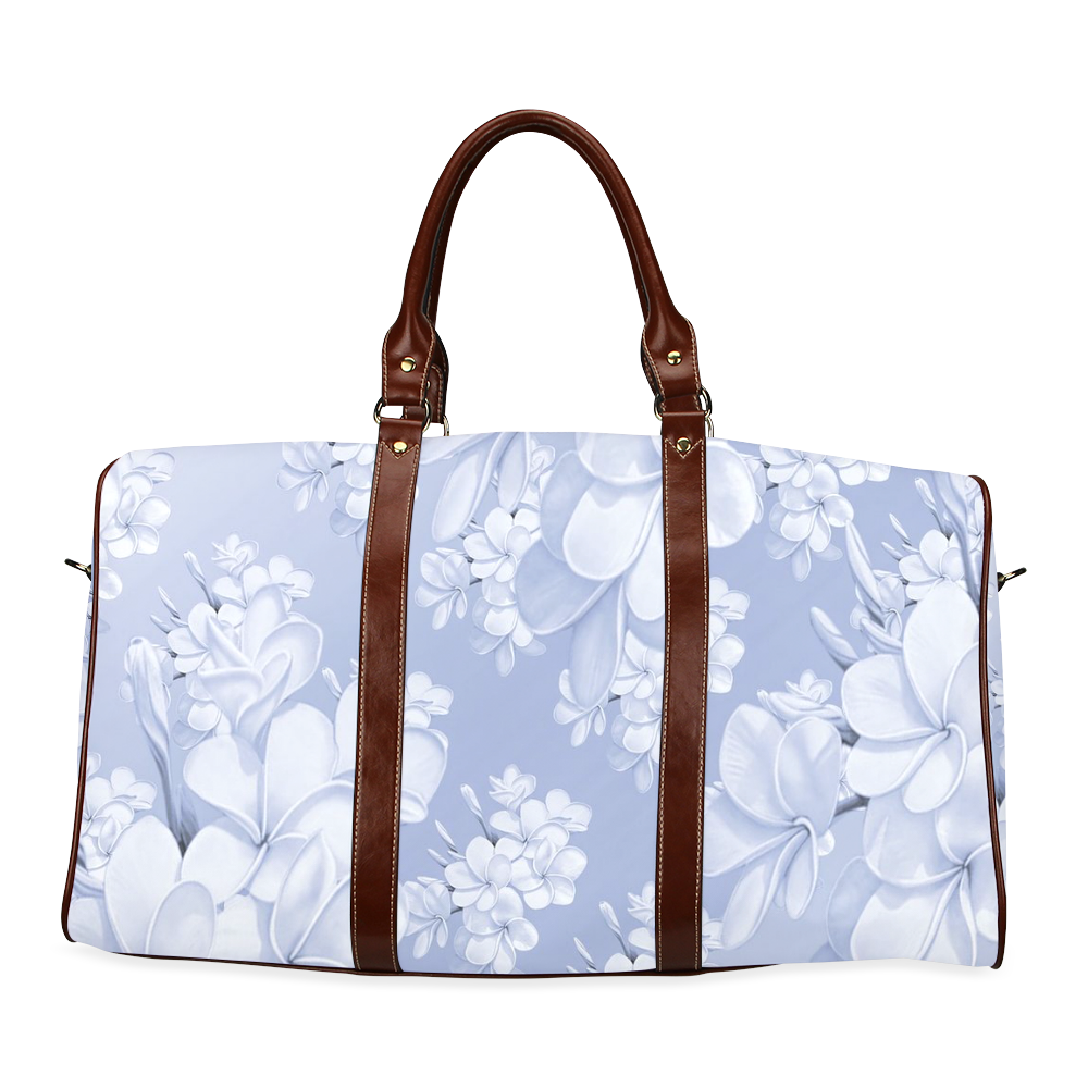 Delicate floral pattern,blue Waterproof Travel Bag/Small (Model 1639)