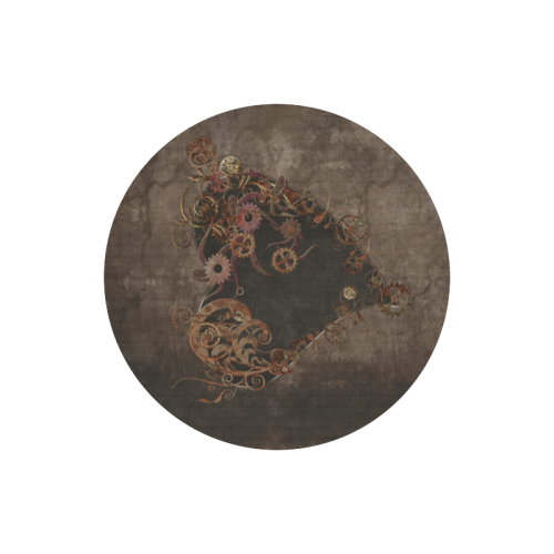A decorated Steampunk Heart in brown Round Mousepad
