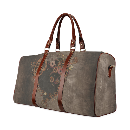 A decorated Steampunk Heart in brown Waterproof Travel Bag/Large (Model 1639)