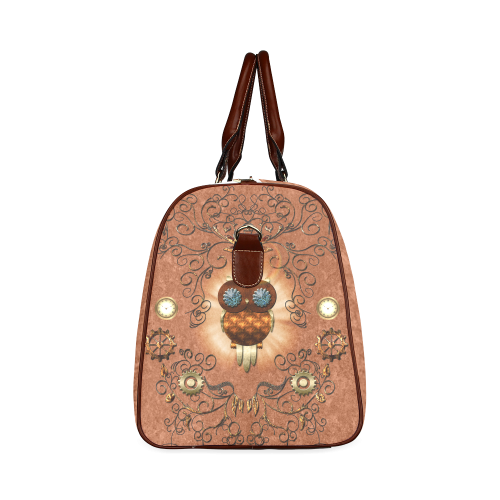 Steampunk, cute owl Waterproof Travel Bag/Small (Model 1639)