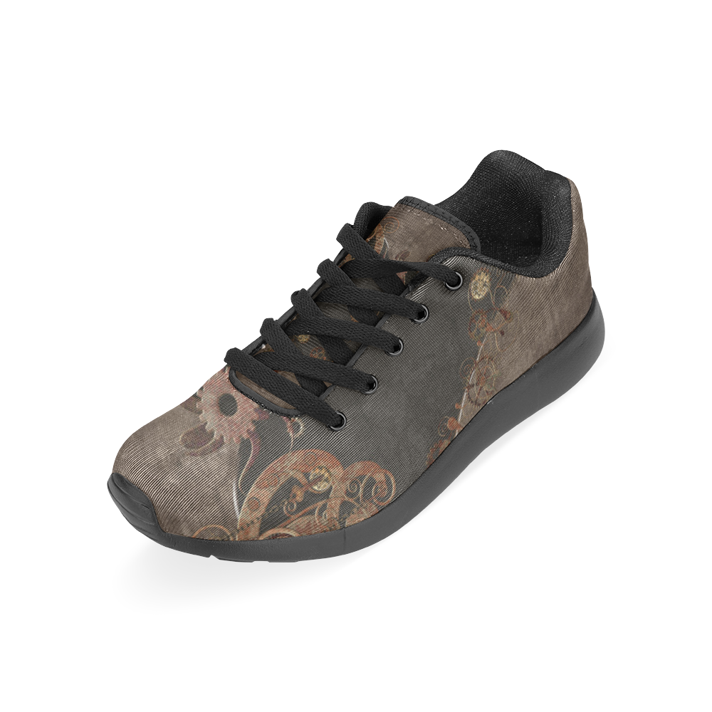 A decorated Steampunk Heart in brown Women’s Running Shoes (Model 020)