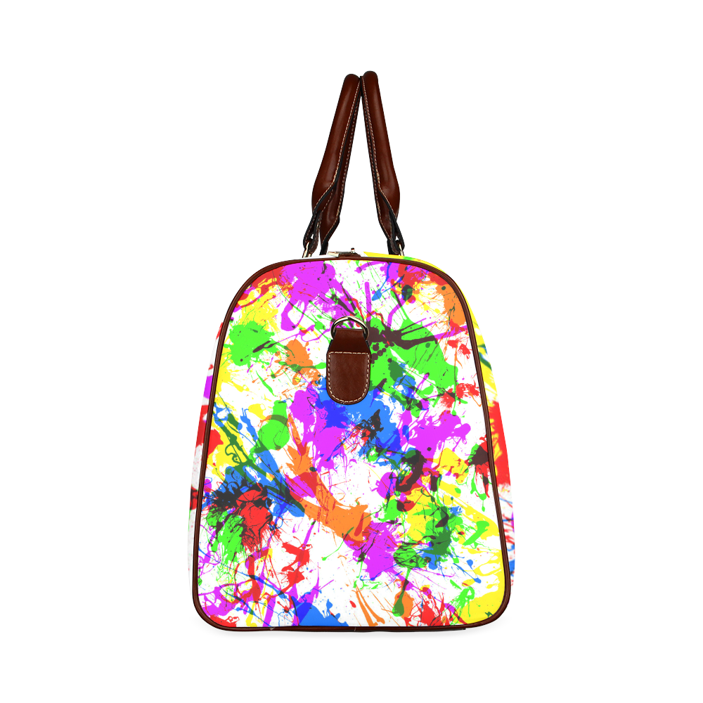Geometric Floral Spring-Black New Waterproof Travel Bag/Large (Model 1639)