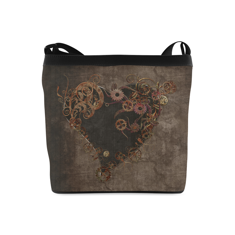 A decorated Steampunk Heart in brown Crossbody Bags (Model 1613)