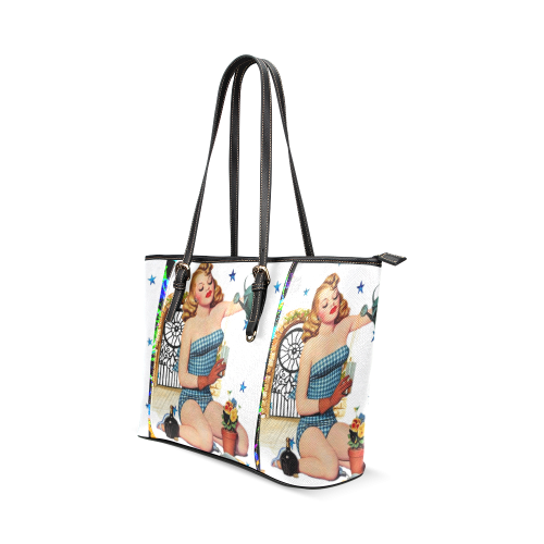 PIN UP Leather Tote Bag/Large (Model 1640)