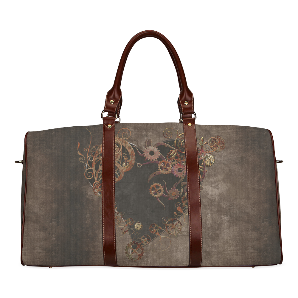 A decorated Steampunk Heart in brown Waterproof Travel Bag/Small (Model 1639)