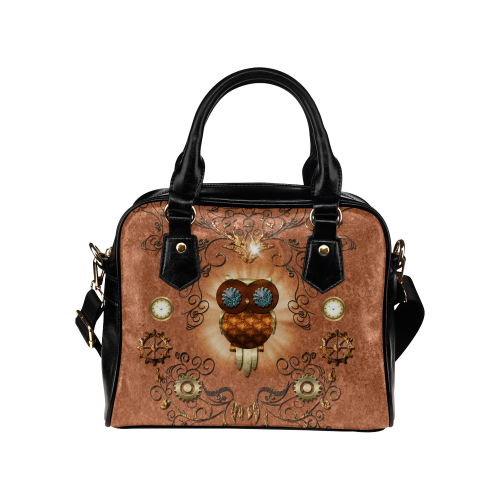 Steampunk,  cute owl Shoulder Handbag (Model 1634)