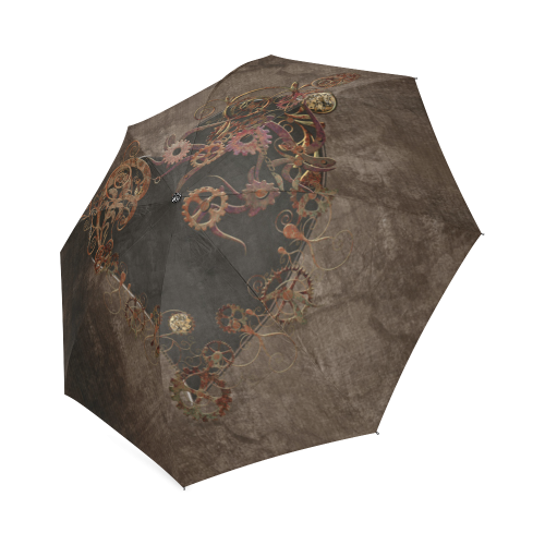 A decorated Steampunk Heart in brown Foldable Umbrella (Model U01)