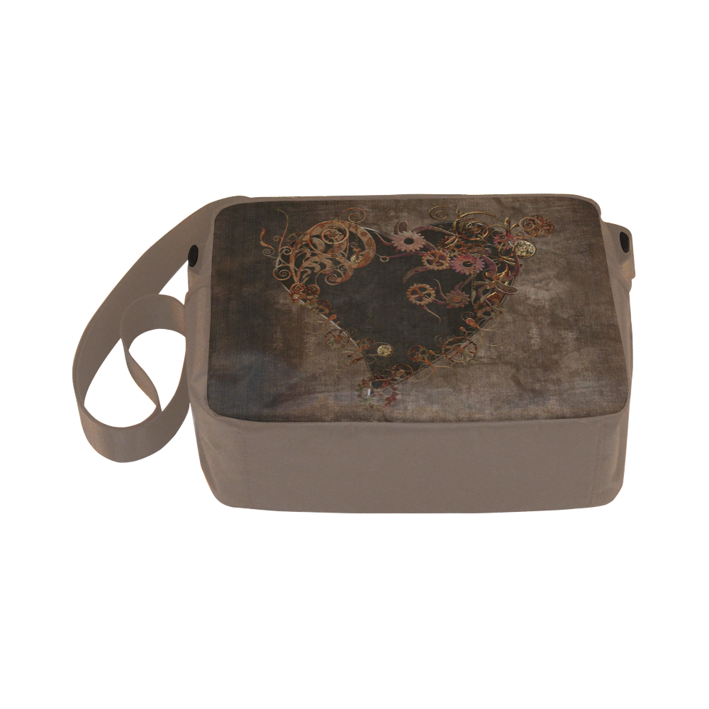 A decorated Steampunk Heart in brown Classic Cross-body Nylon Bags (Model 1632)