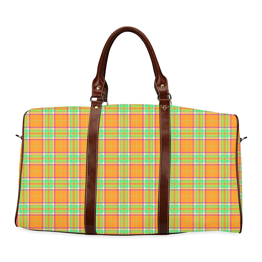 TARTAN-ORANGE Waterproof Travel Bag/Small (Model 1639)