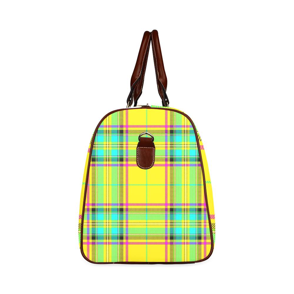 TARTAN-YELLOW Waterproof Travel Bag/Large (Model 1639)