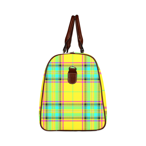 TARTAN-YELLOW Waterproof Travel Bag/Large (Model 1639)