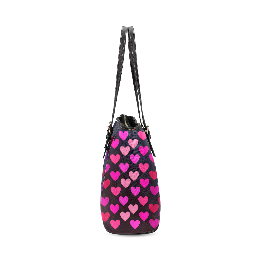 hearts on fire-2 Leather Tote Bag/Small (Model 1640)