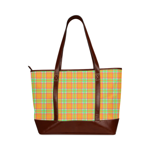 TARTAN-ORANGE Tote Handbag (Model 1642)