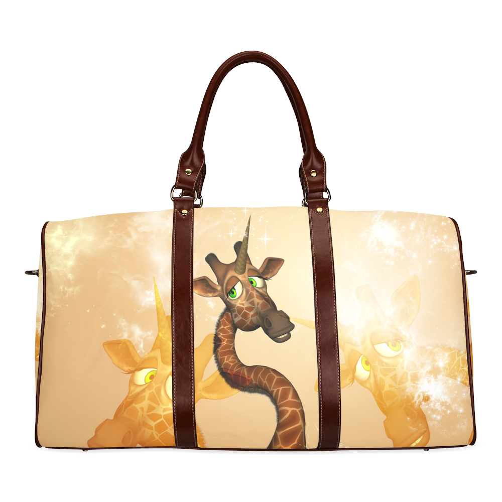 Funny unicorn giraffe Waterproof Travel Bag/Small (Model 1639)