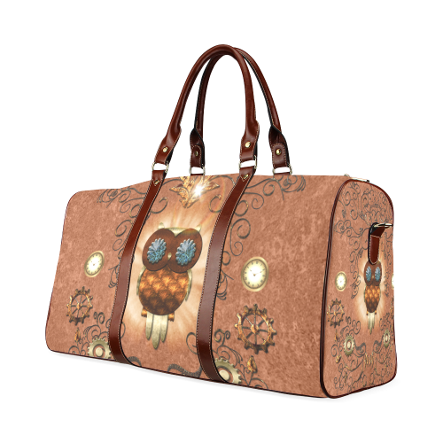 Steampunk, cute owl Waterproof Travel Bag/Small (Model 1639)