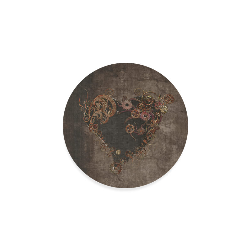 A decorated Steampunk Heart in brown Round Coaster