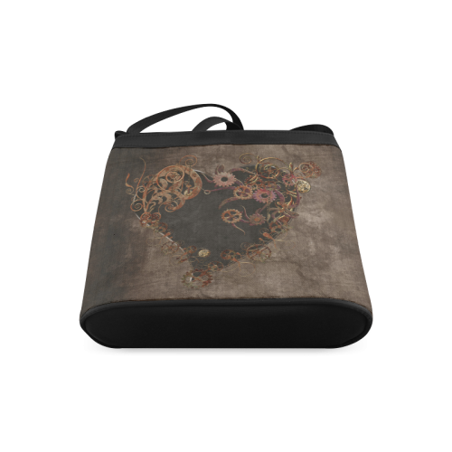 A decorated Steampunk Heart in brown Crossbody Bags (Model 1613)