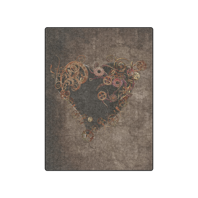 A decorated Steampunk Heart in brown Blanket 50"x60"