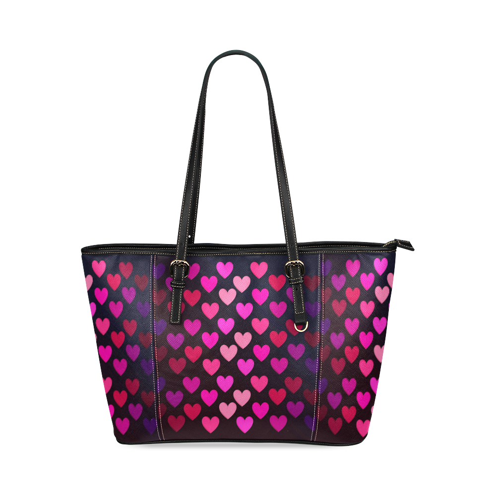 hearts on fire-2 Leather Tote Bag/Large (Model 1640)