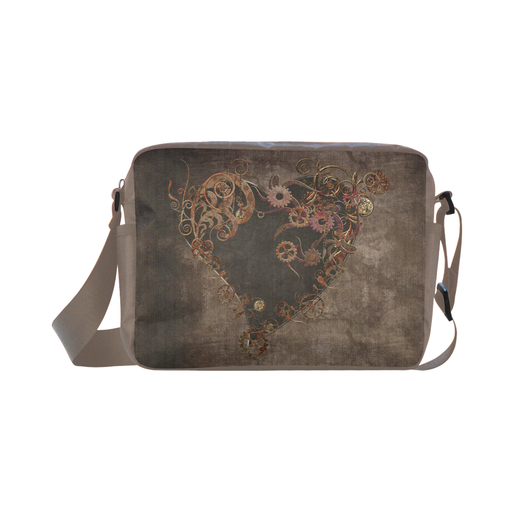 A decorated Steampunk Heart in brown Classic Cross-body Nylon Bags (Model 1632)